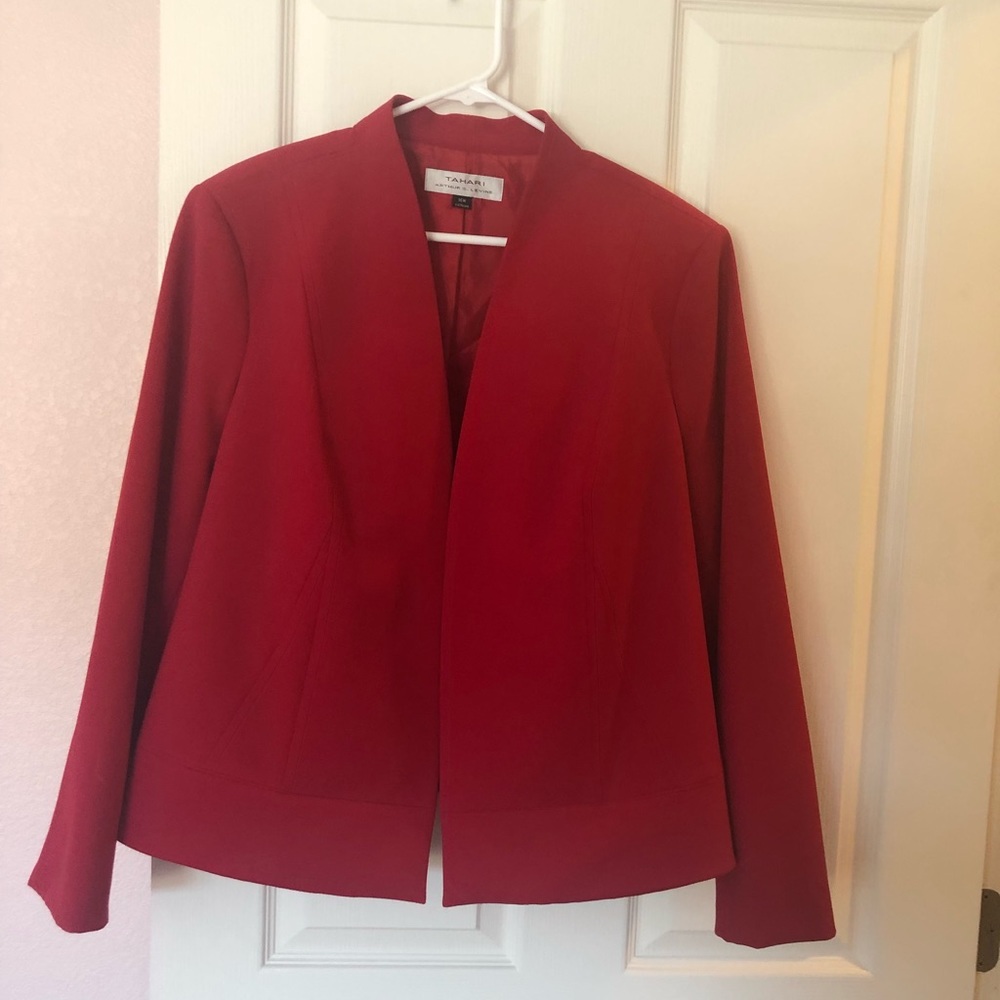 Tahari red suit jacket